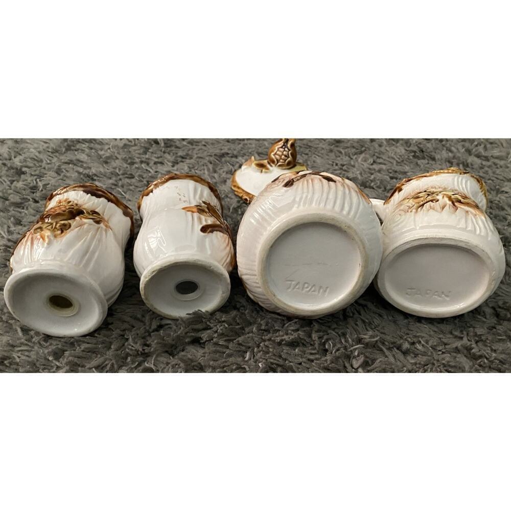 Nevco Small Cream and Brown Creamer, Sugar Bowl, Salt & Pepper Vtg Shaker Set - Picture 4 of 8
